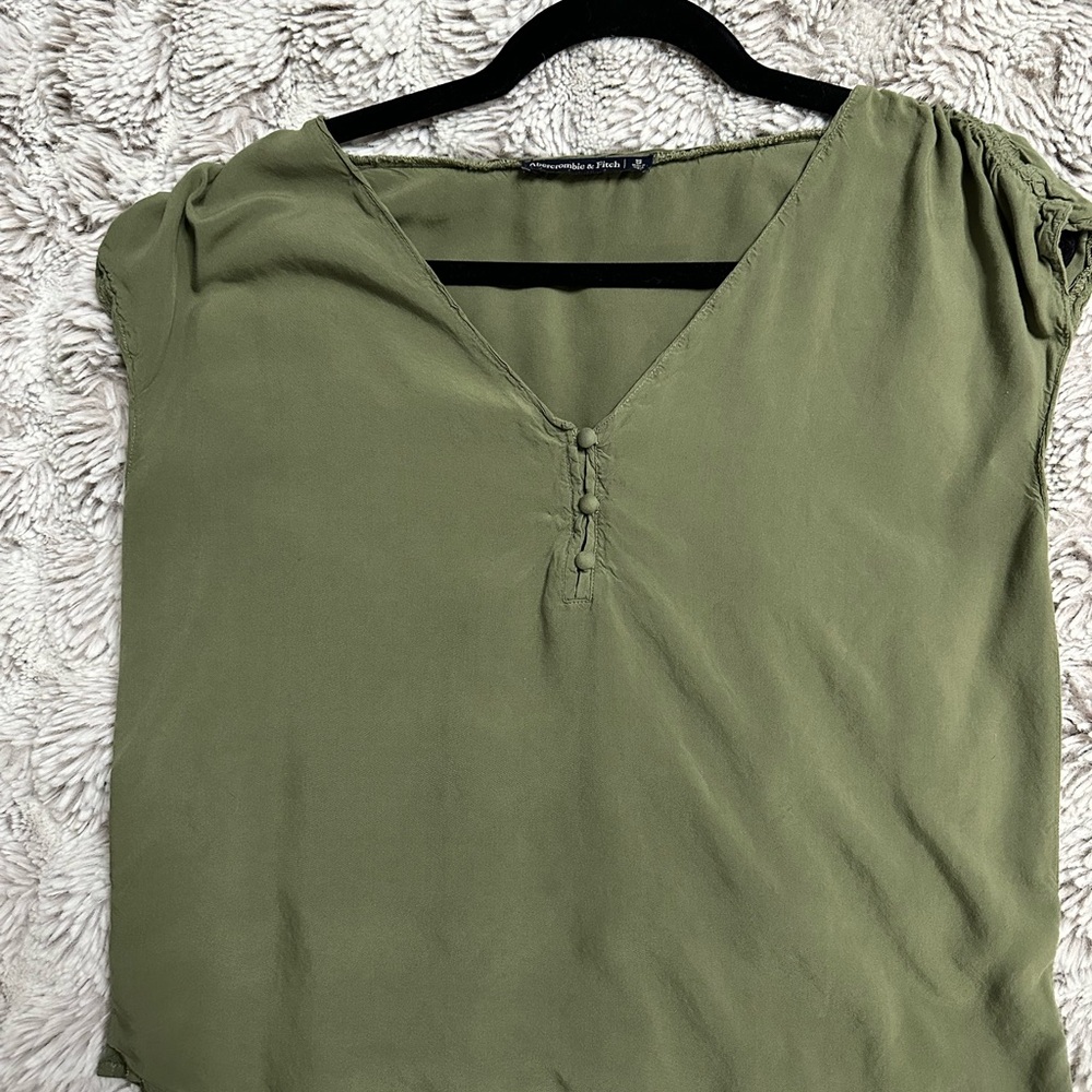 Abercrombie & Fitch Green Cap Sleeve Relaxed Blouse
